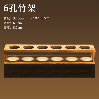 Creativo doméstico comercial licor de bambú taza de madera taza de vino pequeña bandeja de almacenamiento de licores de estilo chino taza de vino un soporte de taza