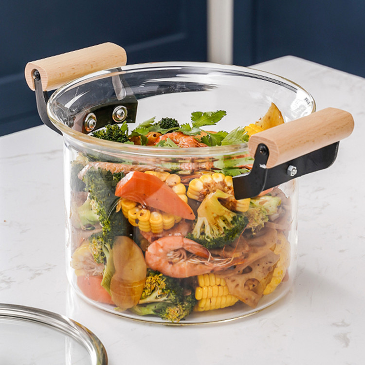 Mango de hierro vidrio estofado sopa olla doble mango transparente olla eléctrica cerámica estufa sopa pequeña cocina olla fideos olla múltiples especificaciones