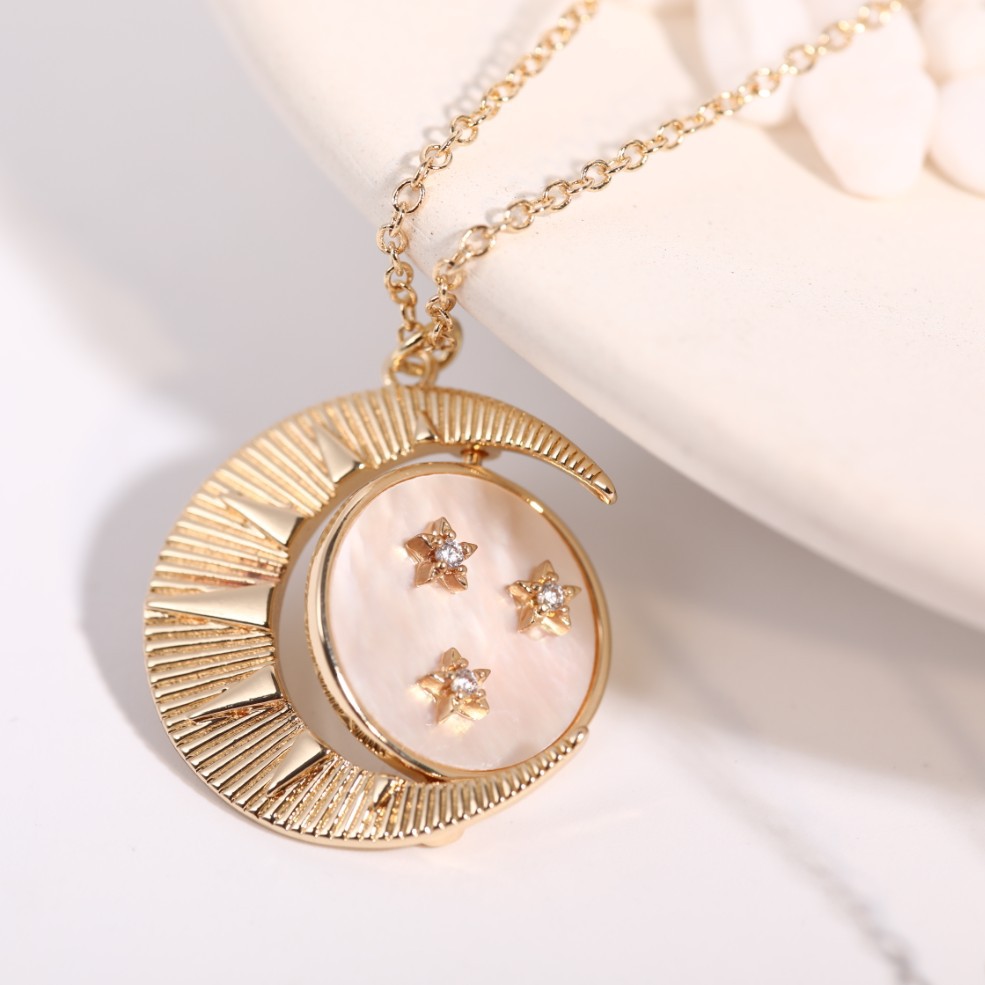 Sun Moon Round Copper Necklace Wholesale display picture 3