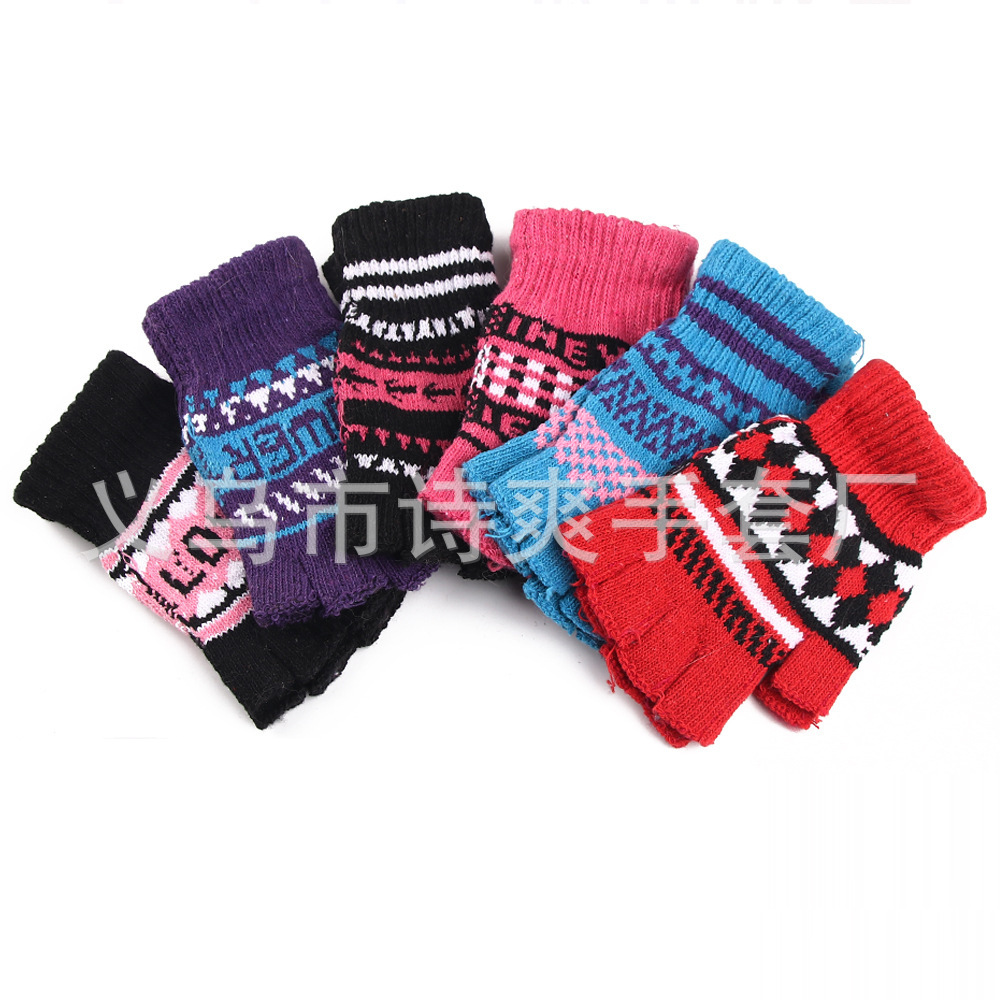 demi-season fleece knitted keep warm gloves