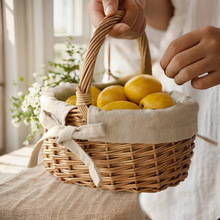 柳编小竹篮迷你小收纳篮编织篮儿童采摘野餐篮优质藤编篮子手提篮