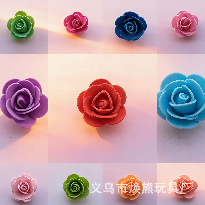 花头3.5cm玫瑰花头泡沫diy玫瑰熊独角兽材料包工厂批发500朵一包
