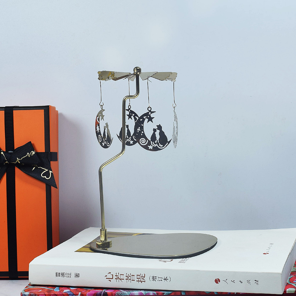 Amazon ins doles Acero inoxidable triángulo redondo bandeja giratoria candelabro aromaterapia vela linterna romántica