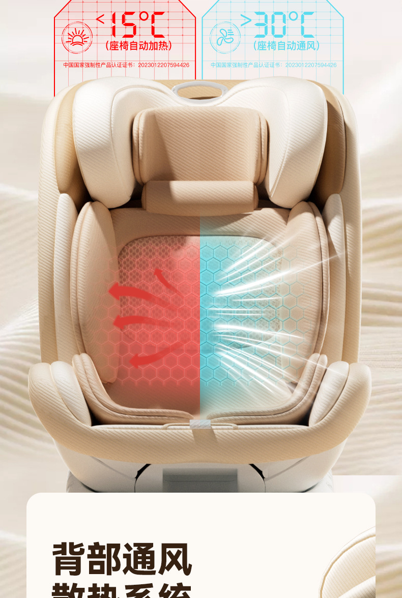 Youlebo Kids Safety Seat 0-4-12 Years Old I-Size Smart Dual Ventilation Heated Car-Mounted Infant Baby Car Seat