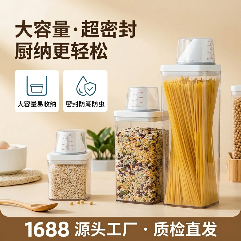 As Thickened Sealed Jar Grain Storage Box Rice Flour Food Storage Transparent Plastic Food-Grade Storage Box