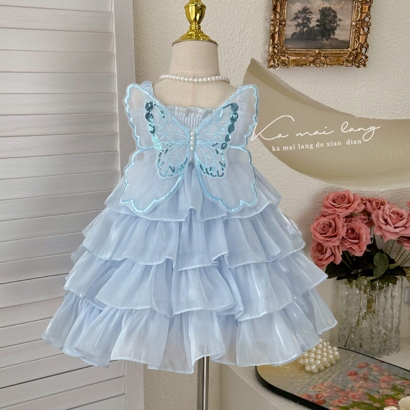 Girls' Dress 2025 Summer New Stylish Butterfly Big Wings Super Fairy Cake Dress Girls' Dress 2025 Summer New Stylish Butterfly Big Wings Super Fairy Cake Dress