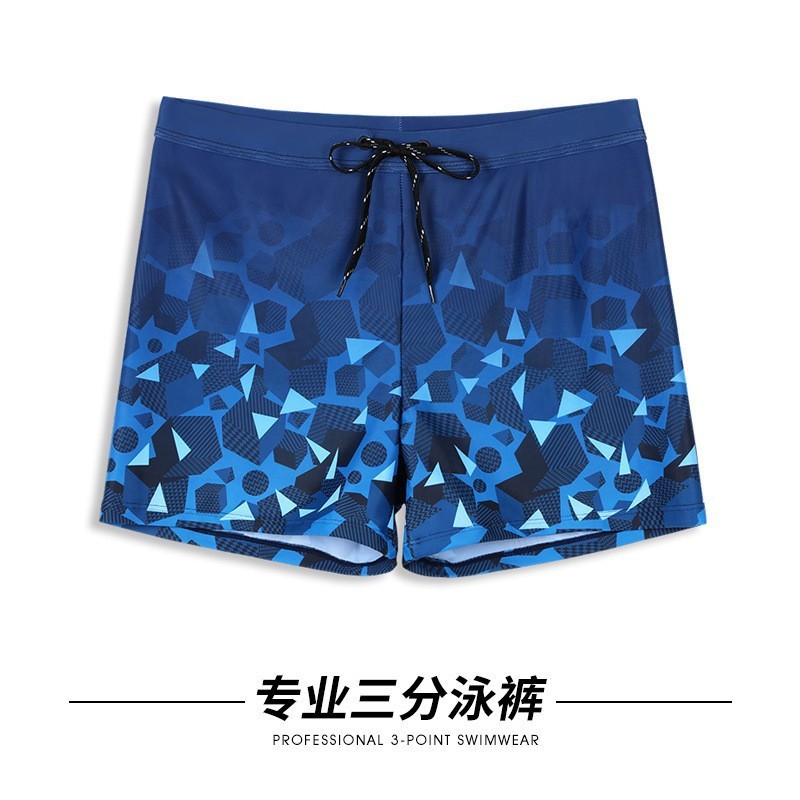 恥ずかしさを防ぐ男性用スイミングパンツ、新しいファッション幾何学的なボクサーパンツ、プロ仕様の大きいサイズの快適な温泉水泳用品セット|undefined