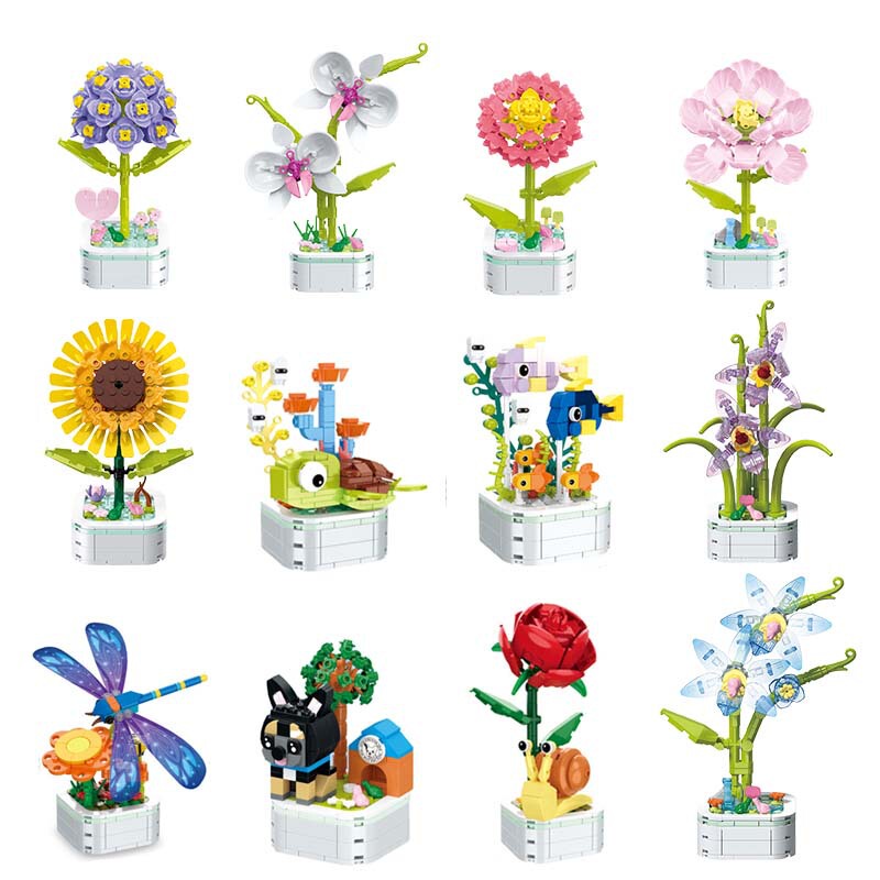 Diamond Horse Flower Small Potted Immortal Building Blocks Flower Assembled Toys Random Box of Ornaments Small Particle Building Blocks Wholesale Diamond Horse Flower Small Potted Immortal Building Blocks Flower Assembled Toys Random Box of Ornaments Small Particle Building Blocks Wholesale