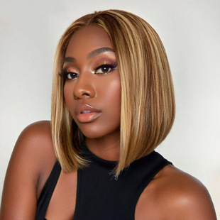 Amazon cross-border wig female chemical fiber short hair BOBO headgear Africa hot highlights wig in stock a generation of hair