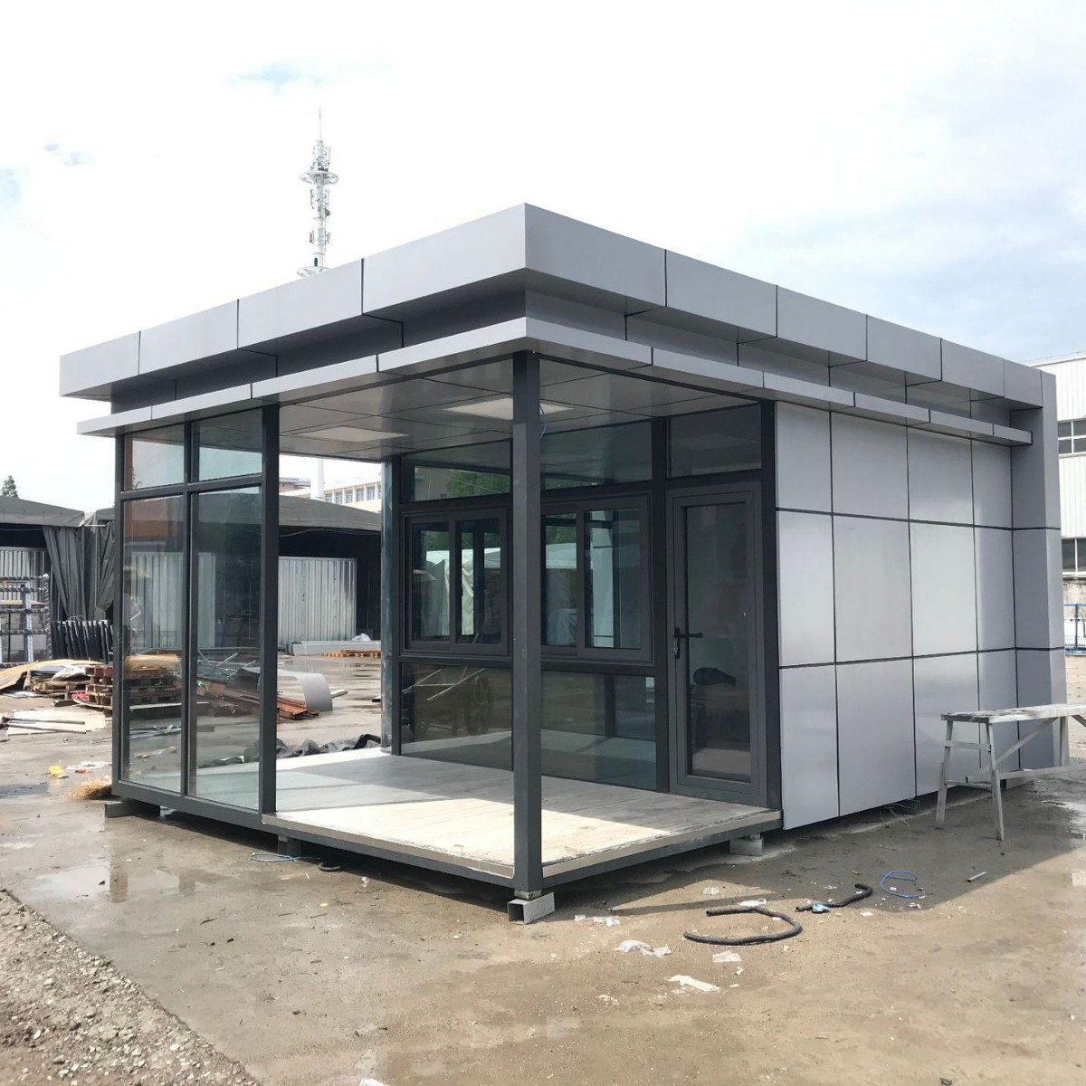 Sala de servicio de seguridad móvil simple, nueva sala de servicio de guardia china, barraca de guardia de seguridad de la comunidad, pintura de piedra real