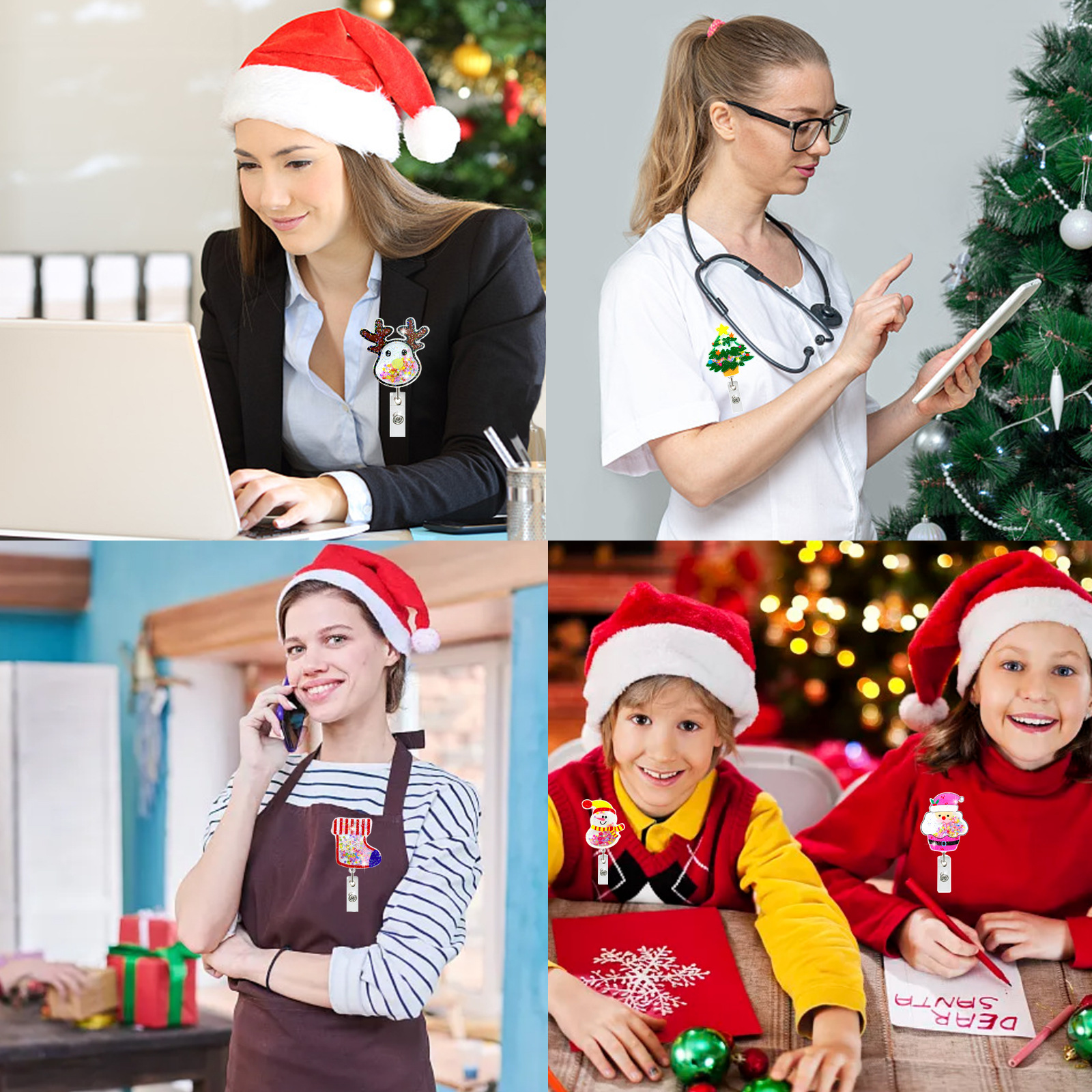 Arylic Material Christmas Festival Cartoon Pattern Cute Style Cartoon Arylic Learning Christmas Cute Can Buckle