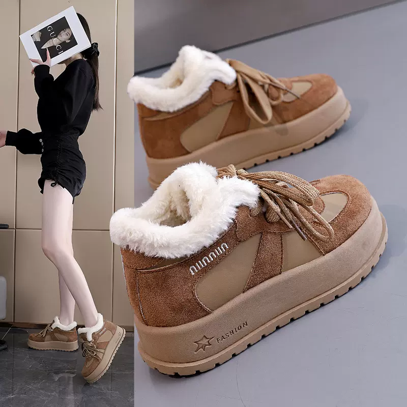 2024冬季新款雪地靴女厚底加绒德训鞋保暖防滑百搭女士板鞋330