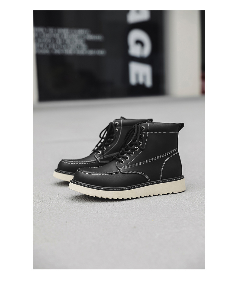 Martin – bottes montantes de moto pour hommes, tendance, décontractées, en velours, polyvalentes, combinaison de travail, 2024 coton, hiver 9055_voghion.com