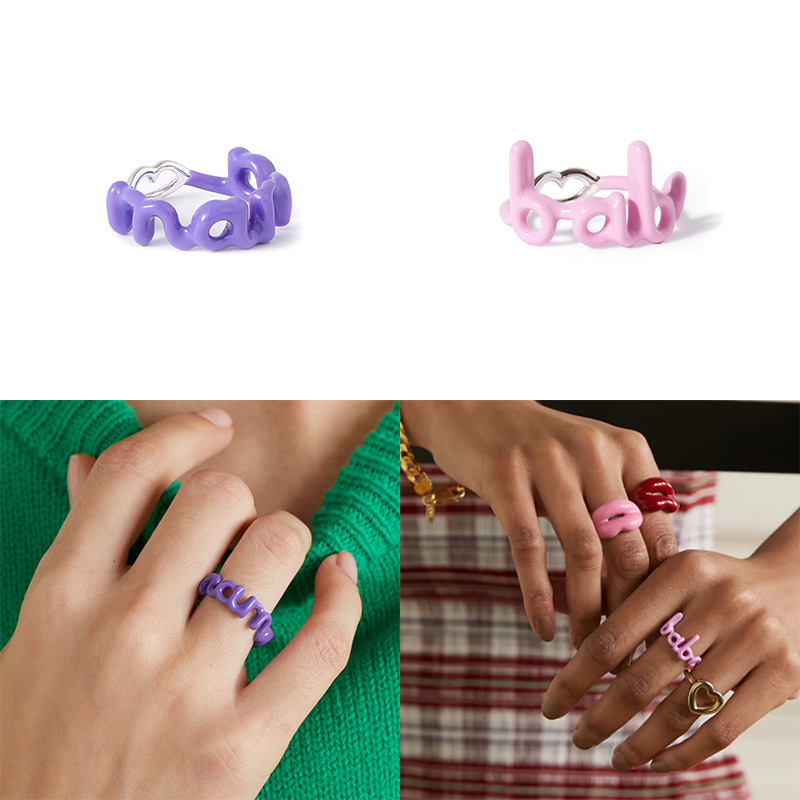 Nuevo estilo fresco minimalista INS anillo de labio de esmalte de dos colores diseño de nicho simple anillo clásico de todo fósforo
