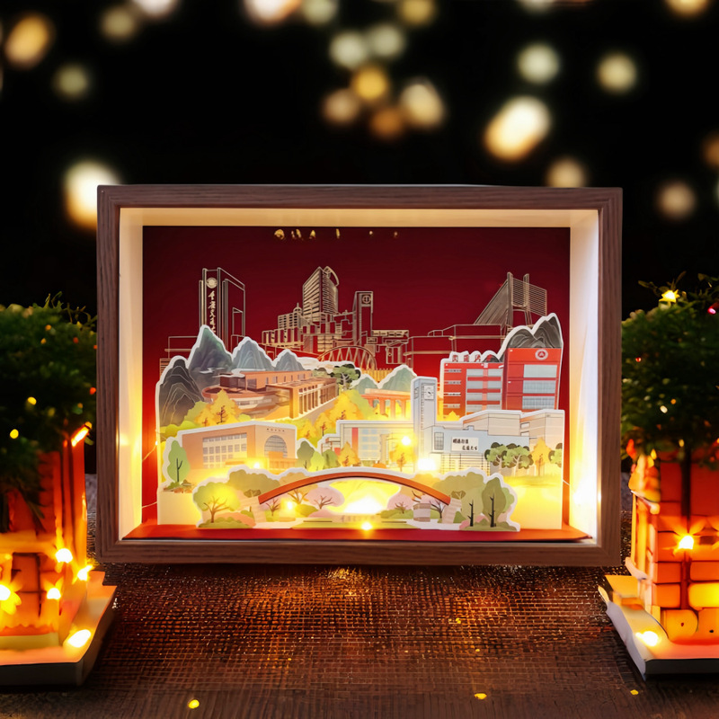 Hollow Glass Photo Frame Ornaments High-End Paper Carving Glowing Ins Style Creative Cultural and Creative Gift Picture Frame Empty Frame Mounting