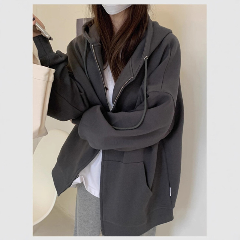 2026 Spring New Cotton Jacket for Women, Zipper Casual Thick Loose Lazy Style Shandong Jimo Sweatshirt