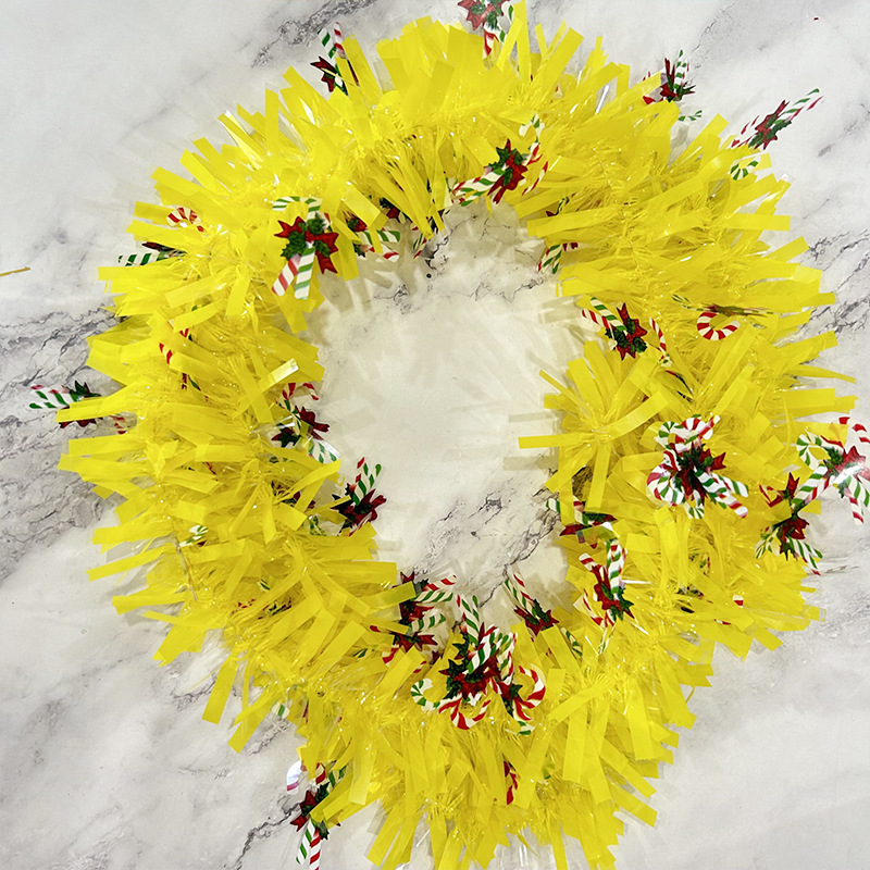 2 metros arreglo de decoración de muñeco de nieve de Navidad tiras de lana coloridas decoración de árbol de Navidad calcetines de Navidad macarrón tiras coloridas