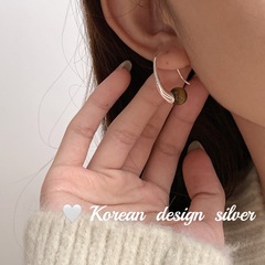 韓國東大門檔口耳飾品 S925純銀簡約琥珀白珍珠耳鈎 簡約設計感耳