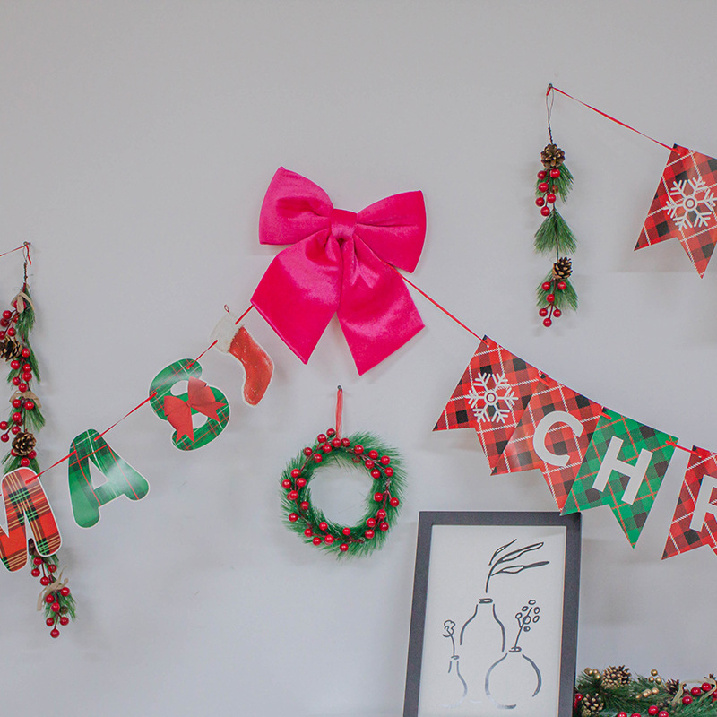 Decoraciones navideñas personalizadas de peluche arco grande colgante de árbol de Navidad arco de seda de oro suministros