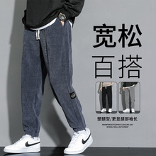 灯芯绒裤子男秋冬款潮流束脚男士休闲运动裤宽松青年哈伦男裤长裤