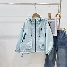 102505 【中大童冰川蓝夹棉冲锋衣棉服】外贸童装单色入手 代发！