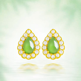 genuine goods Spinach Green Natural Old Material Hetian Jade Jasper Water Drop Earrings for Women S925 Silver Jade Elegant Simple Earrings