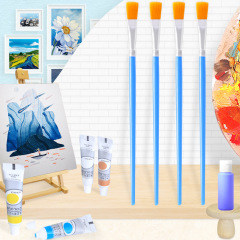 Large and small plastic pole watercolor flat head oil painting brushes handmade DIY paintbrushes nylon hair painting brushes wholesale