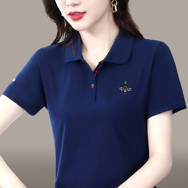 Short-sleeved T-shirt Women's Summer 2025 New Arrival Western-style Middle-aged Mother's T-shirt Casual Top Lel Polo Shirt Short-sleeved T-shirt Women's Summer 2025 New Arrival Western-style Middle-aged Mother's T-shirt Casual Top Lel Polo Shirt