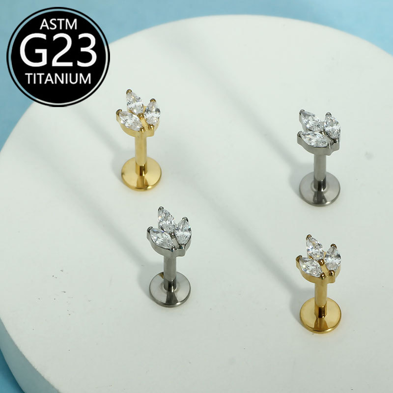 Pointed titanium steel lip stud product view