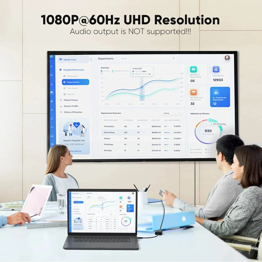 USB3.1 Type-C роторный VGA кабель-HD для компьютера USB-C к VGA конвертер