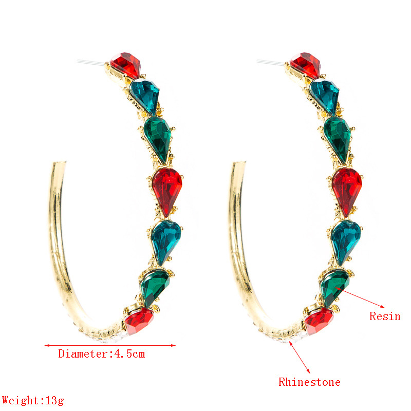 Alloy Diamond-studded Water Drop C-shaped Earrings Wholesale Jewelry Nihaojewelry display picture 1