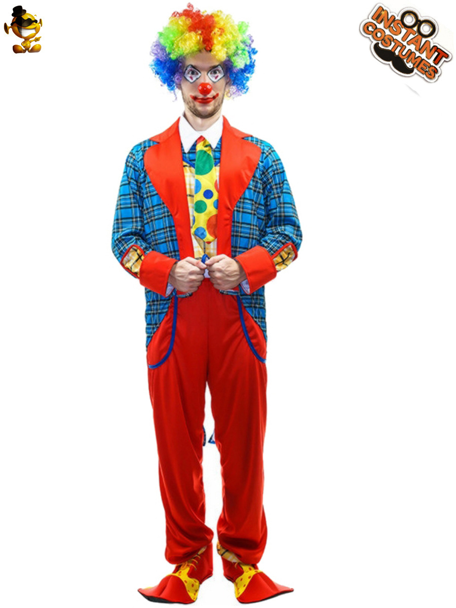 Grandes hombres payaso fiesta etapa rendimiento traje de Halloween Masquerade Cosplay divertido hombres payaso traje