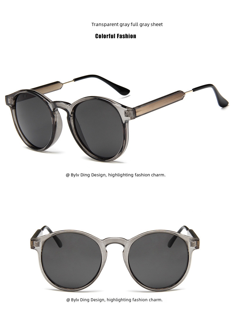 2018 New Fashion retro sunglasses 9165 texture round frame transparent sunglasses cross-border fashion sunglasses_voghion.com