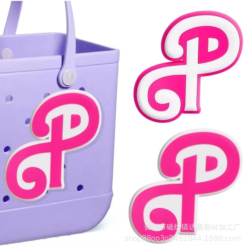 Botones de zapatos rosados con letras grandes, botones de botones, botones de botones