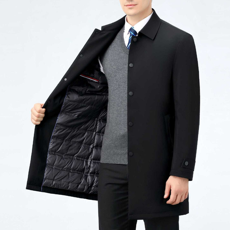 Brand Counter Men's Windbreaker Middle-Aged and Elderly 2025 Autumn and Winter New Outwear Lapel Business Casual High-End down Jacket