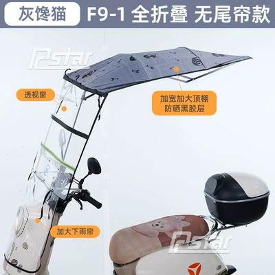 Windproof and Sunproof Cover, Elektromobil üçün ön şüşə çətiri (günlük) - f9-1fully-folding-awning-gray-cat-no-tail-curtain-photographed-with-mirror-other