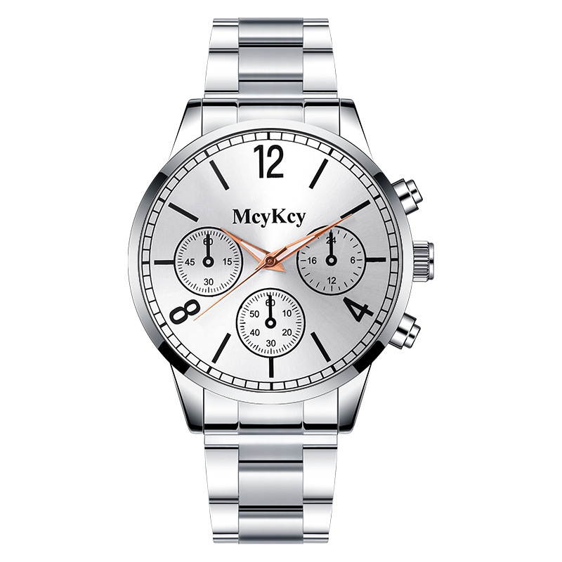 modèle de faux montre à quartz décontractée à trois yeux avec bracelet en acier pour hommes_voghion.com