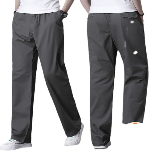 Spring and Autumn Thin Pure Cotton Casual Pants for Men Loose Straight Leg Pants Plus Size Wide Leg Pants Long Pants with Multiple Pockets Work Pants