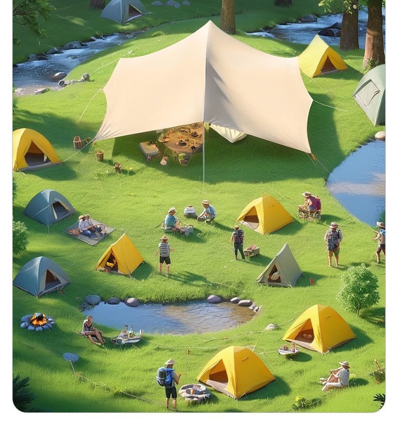 Thickened Outdoor Vinyl Canopy, Rainproof and Sunproof, Octagonal Butterfly-Shaped Sunshade for Camping