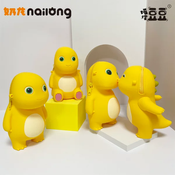 Authentic Creative Little Milk Dragon Silicone Storage Bag Children's Portable Pen Bag Pen Box Internet Celebrity Cute Women's Crossbody Bag