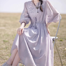 《紫风铃2.0裙》“定位刺绣+会呼吸天丝+可调腰带+含内搭”仙儿