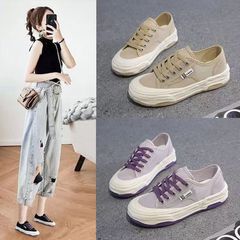 Women's Thick Sole Mesh Shoes, Breathable White Sneakers, Summer New Model Slip-on Shoes with Laces, Hollow Design, Student Style Korean Women's Shoes