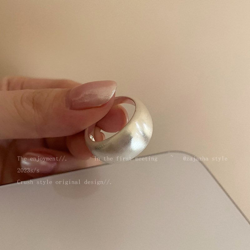 银色拉丝磨砂哑光戒指女韩系小众设计冷淡风食指戒轻奢高级感指环|undefined