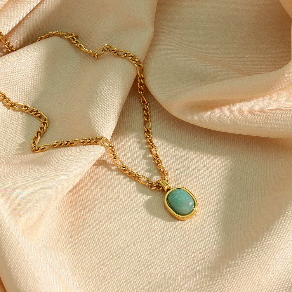 12g Weight 0.03µm-0.05µm Gold Plating Thickness PVD Coated Gold Plating Process PVD Coated Real Gold Plated 18K Gold Oval 304 Stainless Steel Glam Waterproof Non Tarnish 304 Stainless Steel Necklace