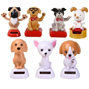 Cross-Border Creative Solar-Powered Bobblehead Dog Car Ornaments Cartoon Figurine Car Decorations Gifts Foreign Trade Wholesale