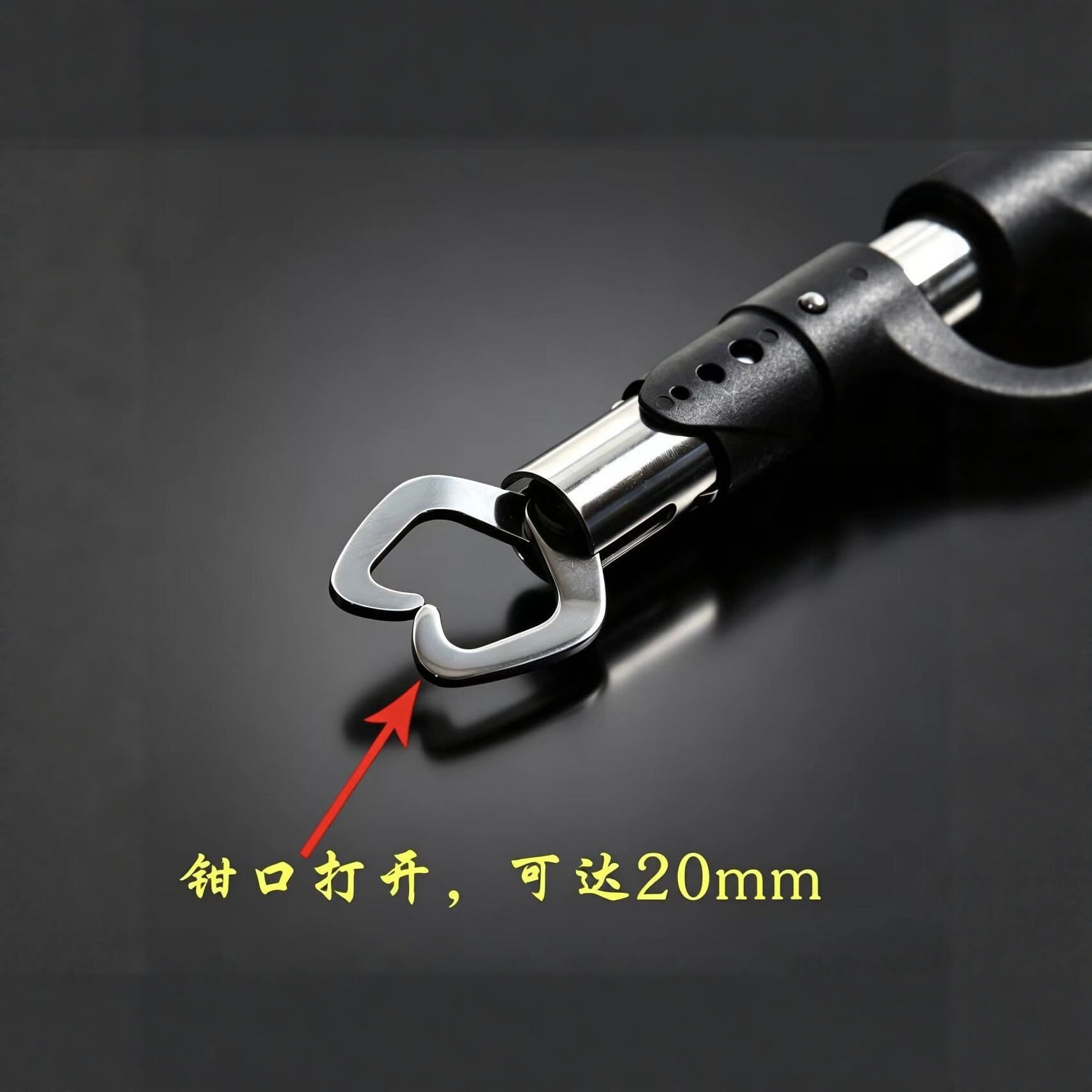 Negro con báscula con regla control de pesca mandíbula de acero inoxidable mano antideslizante mango de pesca luya accesorios de pesca