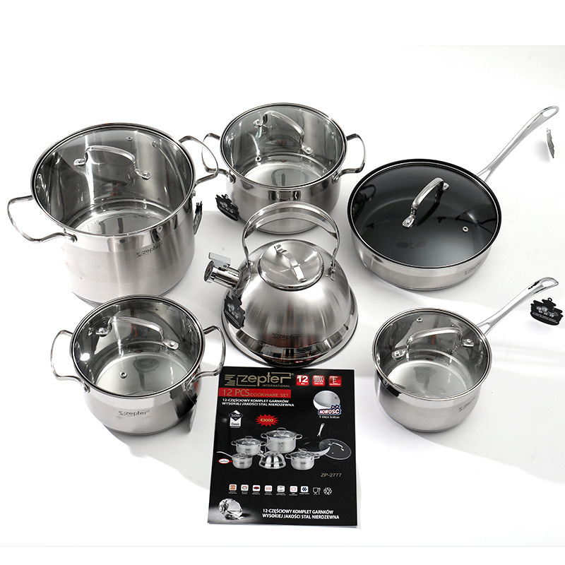 Zepter German Stainless Steel 12-Piece Set Stainless Steel Induction Cooker Gas Stove Water Kettle Soup Pot Set Pot Zepter German Stainless Steel 12-Piece Set Stainless Steel Induction Cooker Gas Stove Water Kettle Soup Pot Set Pot