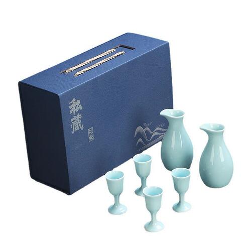 Ceramic Baijiu cup wine set, Moutai high-footed cup company business gift set, decanter with factory-printed LOGO.