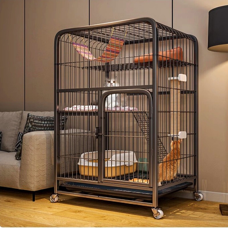 Cat cage for home use, indoor, with extra-large free space, cat villa with integrated toilet, cat castle, cat cage, cat climbing frame house