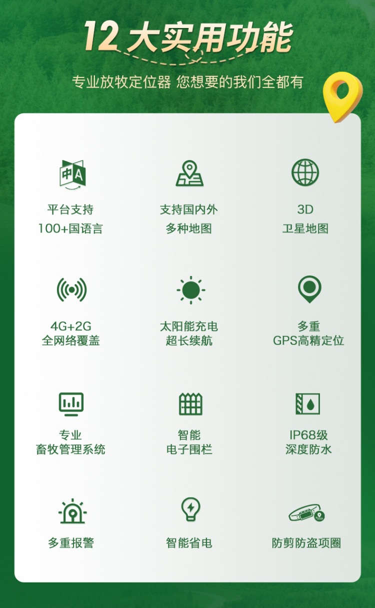Waterproof, cold-resistant and fall-resistant solar energy auxiliary charging cattle and sheep animal husbandry GPS locator 4G 2G full network coverage anti-loss device